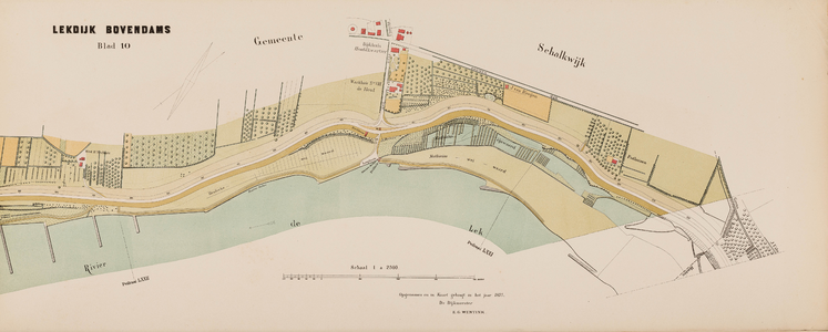 Kaart van den Lekdijk Bovendams. Opgemeten en in kaart gebracht in de jaren 1874, 1875 en 1876 door den dijkmeester ...