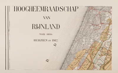  Overzichtskaart van de boezemwateren, polders en wegen in Rijnland, op schaal van 1 à 50.000, herzien in 1917, bewerkt ...