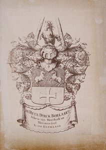  Reproductie met het wapen van Dirck Boelaart (1740-1826), schout van Meerkerk en Blommendaal, hoogheemraad