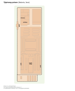 Plattegrond van de Tjipinang-gevangenis in Batavia, Java &lt;a href=&quot;http://files.archieven.nl/963/f/kampen/javabataviatjipinanggevangenis.pdf&quot; target=&quot;_blank&quot;&gt;(pdf)&lt;/a&gt;