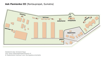 Plattegrond van kamp Aek Pamienke III bij Rantauprapat, Sumatra &lt;a href=&quot;http://files.archieven.nl/963/f/kampen/sumatrarantauprapataekpamienke3.pdf&quot; target=&quot;_blank&quot;&gt;(pdf)&lt;/a&gt;