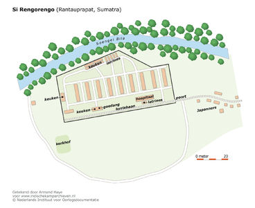 Plattegrond van Si Rengorengo bij Rantauprapat, Sumatra <a href="http://files.archieven.nl/963/f/kampen/sumatrasirengorengo.pdf" target="_blank">(pdf)</a>